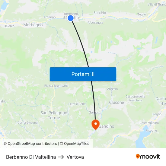 Berbenno Di Valtellina to Vertova map