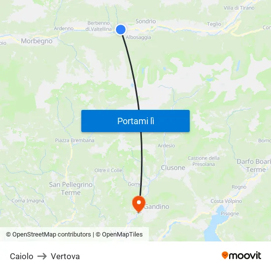 Caiolo to Vertova map