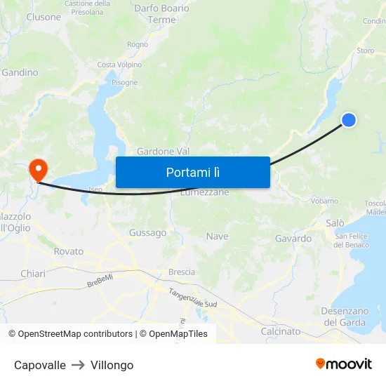 Capovalle to Villongo map