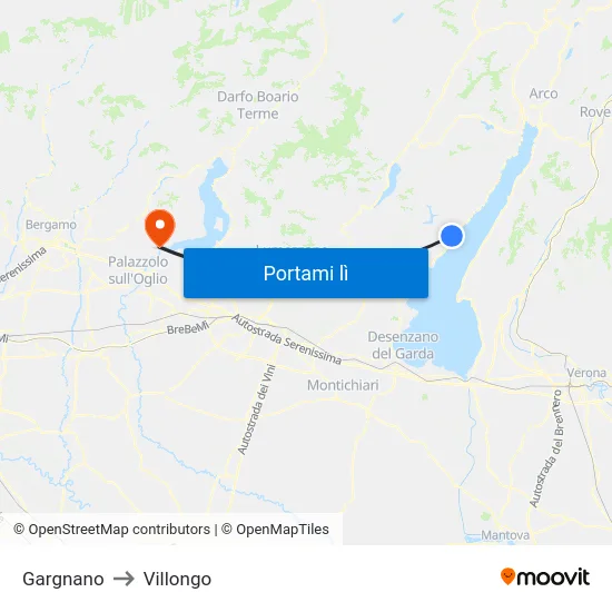 Gargnano to Villongo map