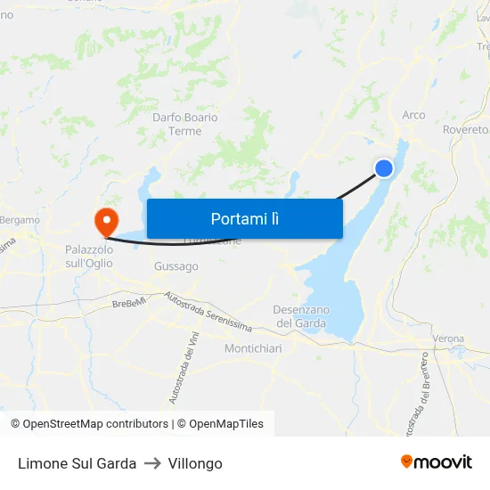 Limone Sul Garda to Villongo map