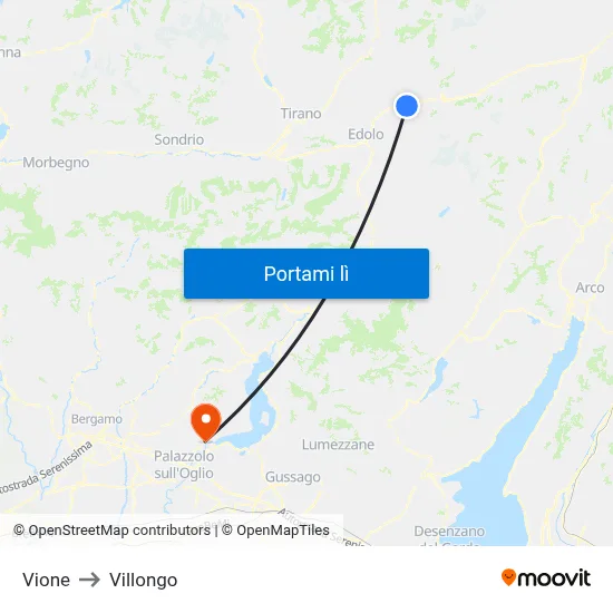 Vione to Villongo map
