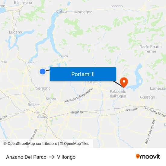 Anzano Del Parco to Villongo map