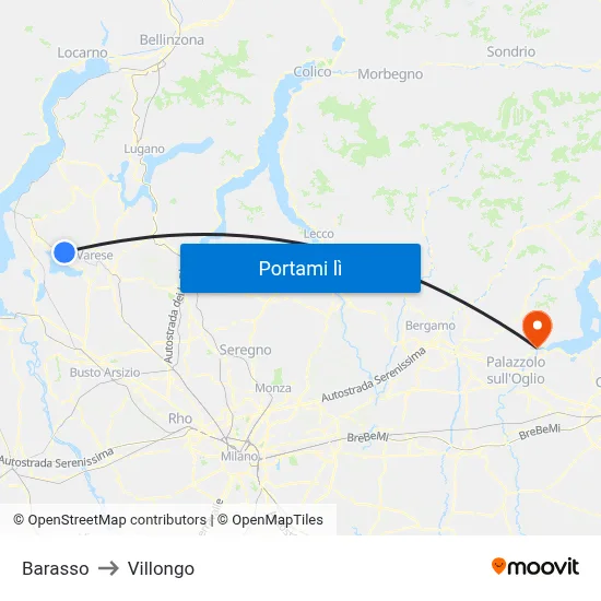 Barasso to Villongo map
