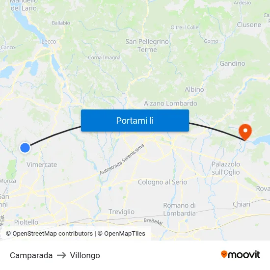 Camparada to Villongo map
