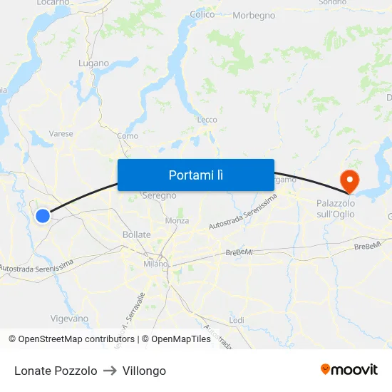 Lonate Pozzolo to Villongo map