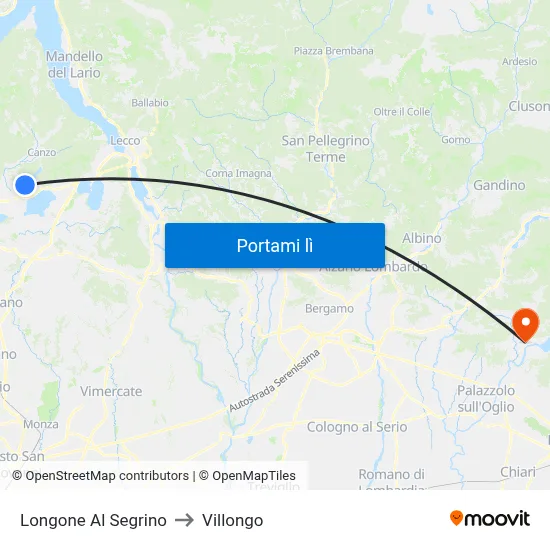 Longone Al Segrino to Villongo map