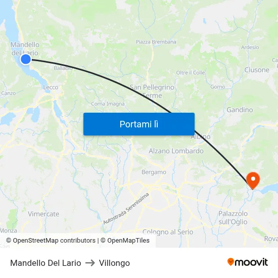 Mandello Del Lario to Villongo map