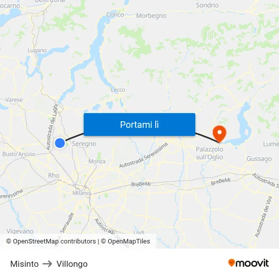 Misinto to Villongo map