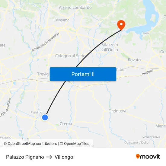 Palazzo Pignano to Villongo map