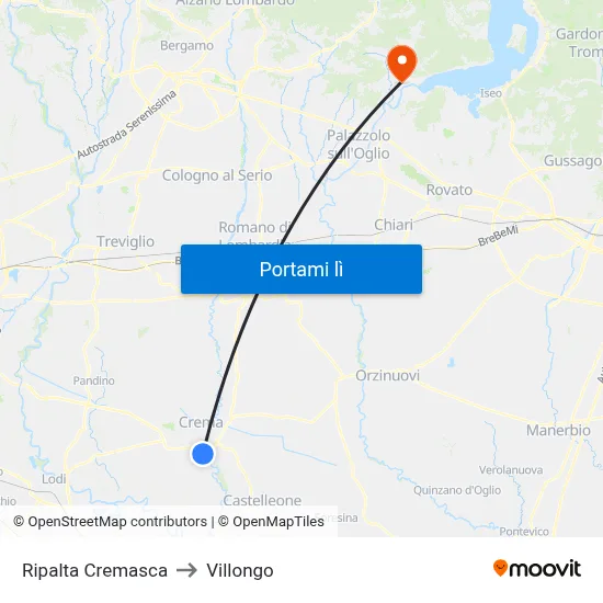 Ripalta Cremasca to Villongo map