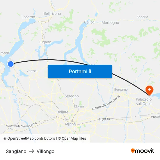 Sangiano to Villongo map