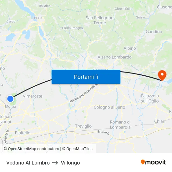 Vedano Al Lambro to Villongo map