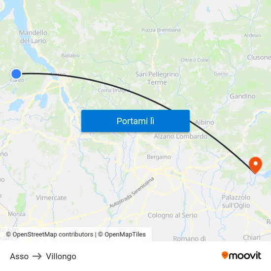 Asso to Villongo map