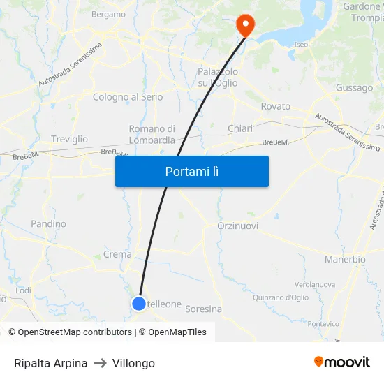 Ripalta Arpina to Villongo map