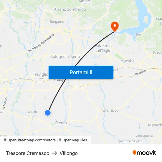 Trescore Cremasco to Villongo map