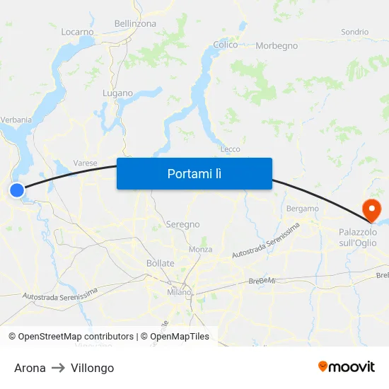 Arona to Villongo map