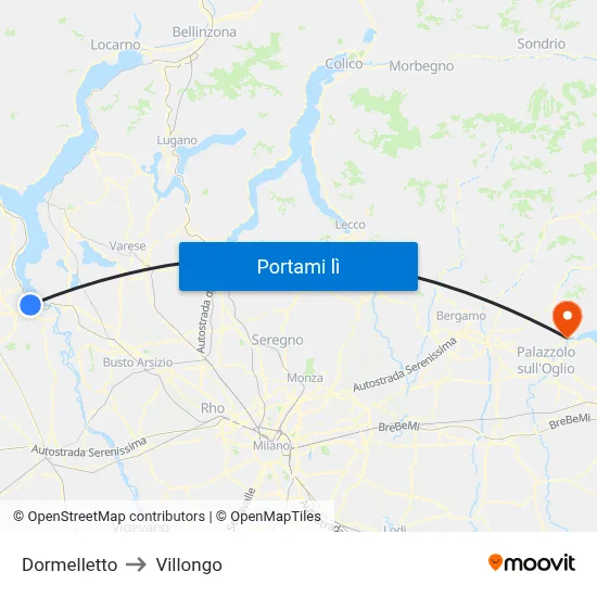 Dormelletto to Villongo map