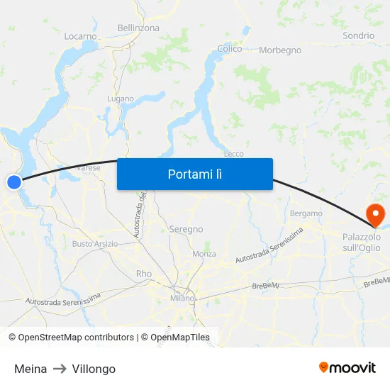 Meina to Villongo map