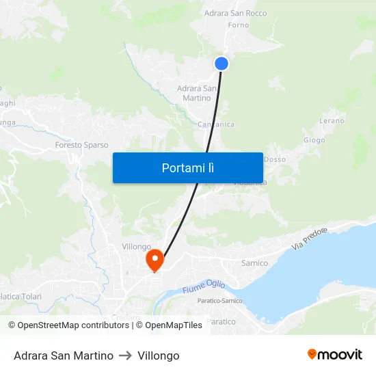 Adrara San Martino to Villongo map