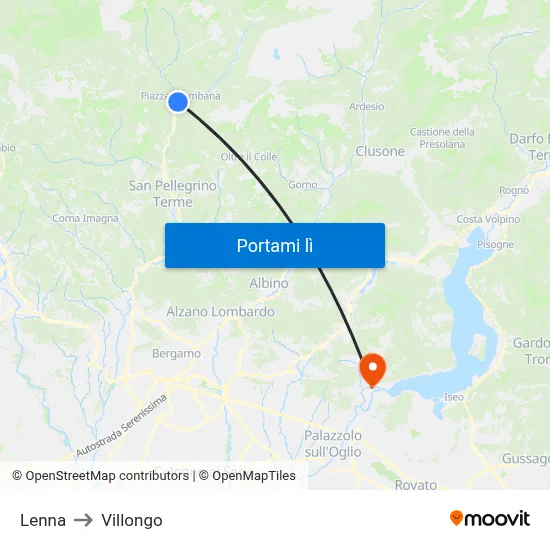 Lenna to Villongo map