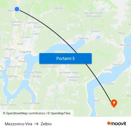 Mezzovico-Vira to Zelbio map