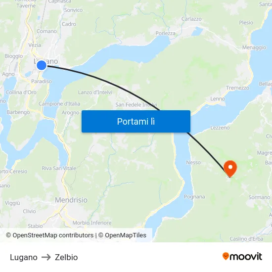 Lugano to Zelbio map