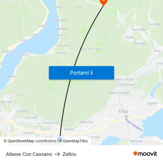 Albese Con Cassano to Zelbio map