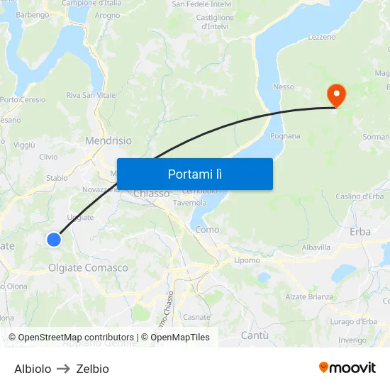 Albiolo to Zelbio map