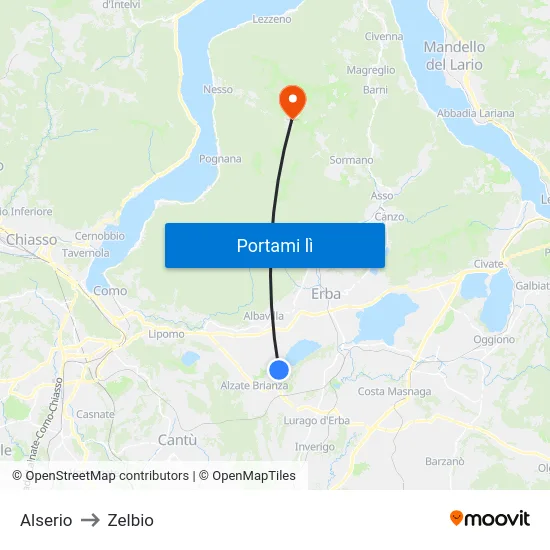 Alserio to Zelbio map