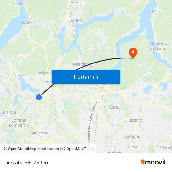 Azzate to Zelbio map
