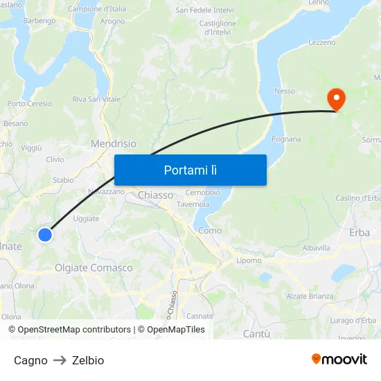 Cagno to Zelbio map