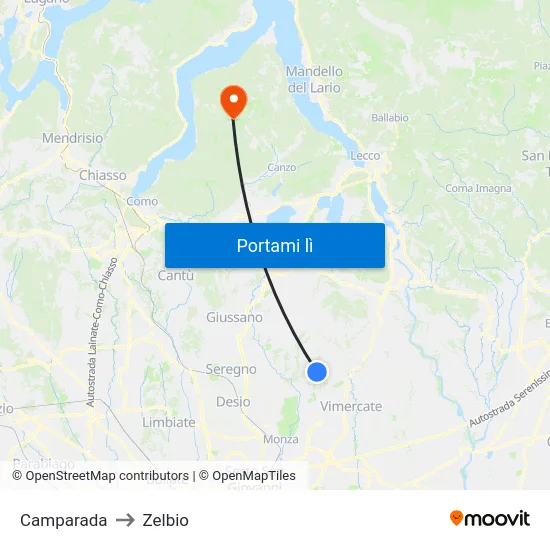 Camparada to Zelbio map