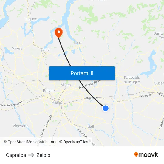 Capralba to Zelbio map