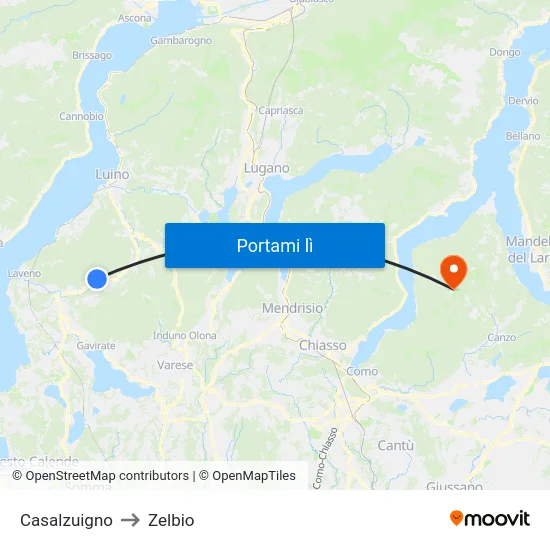 Casalzuigno to Zelbio map