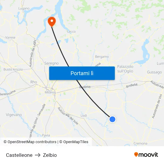 Castelleone to Zelbio map