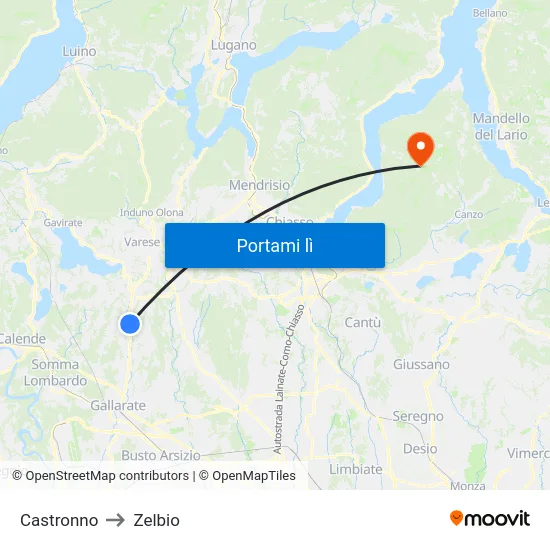 Castronno to Zelbio map