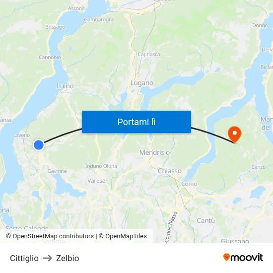 Cittiglio to Zelbio map