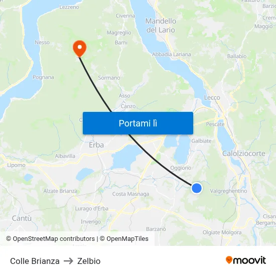 Colle Brianza to Zelbio map