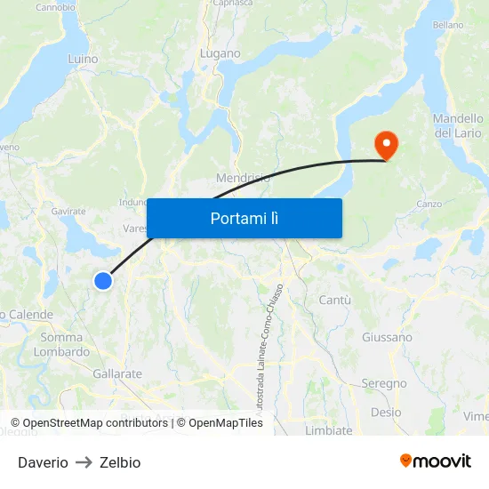 Daverio to Zelbio map