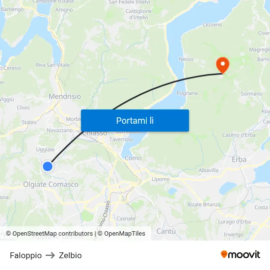 Faloppio to Zelbio map