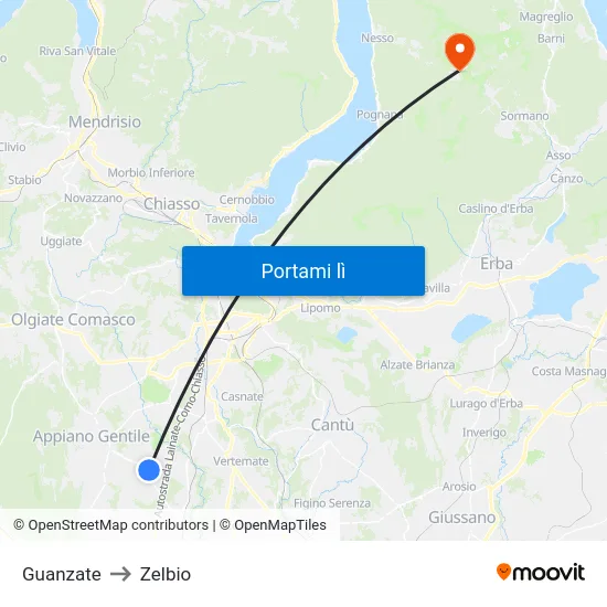 Guanzate to Zelbio map