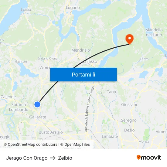 Jerago Con Orago to Zelbio map