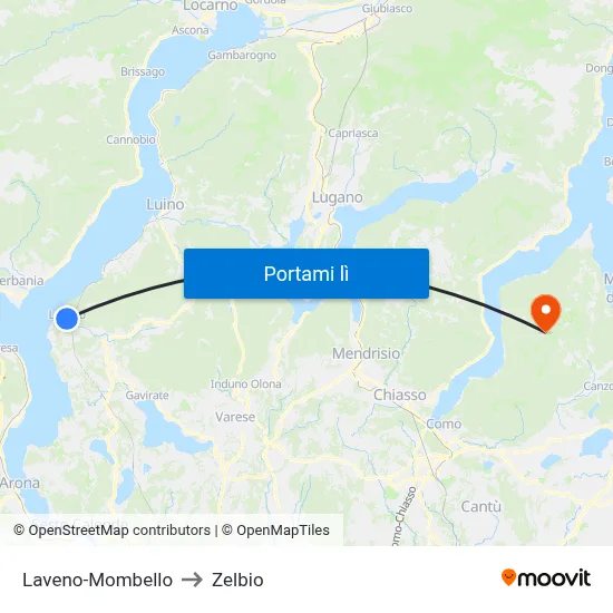 Laveno-Mombello to Zelbio map