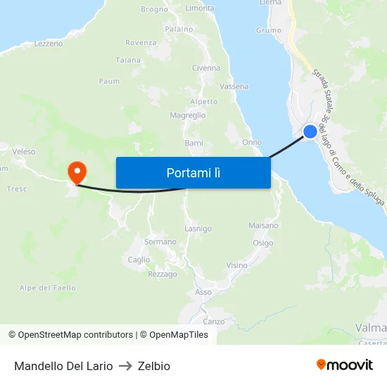 Mandello Del Lario to Zelbio map