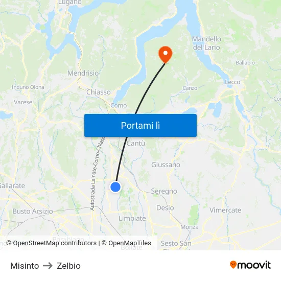 Misinto to Zelbio map