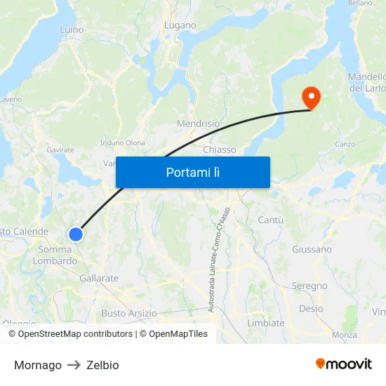 Mornago to Zelbio map