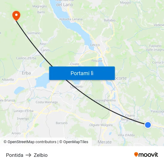 Pontida to Zelbio map