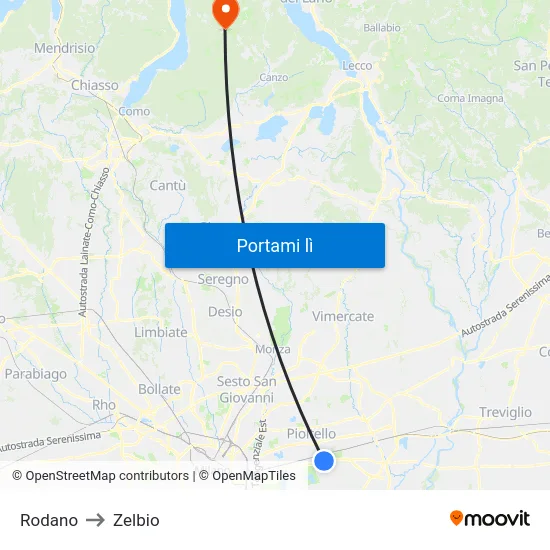 Rodano to Zelbio map
