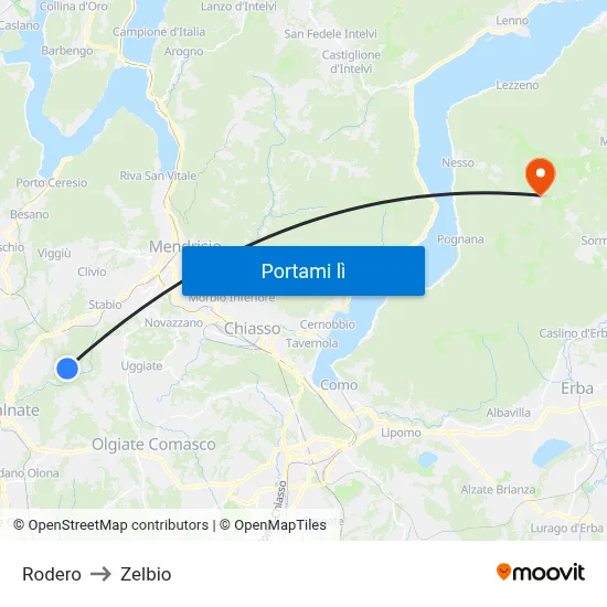 Rodero to Zelbio map